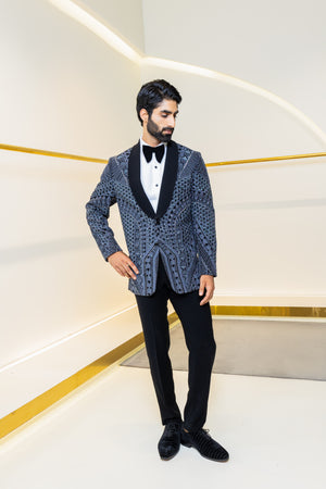 Ash Geometric Aari Embroidered Tuxedo